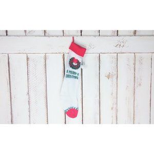 Vintage Merry Christmas woven slouchy knit Christmas stocking